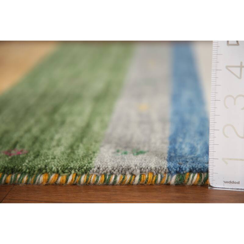 Striped Gabbeh Oriental Area Rug Handmade Wool Carpet - 2'6"x 4'11"