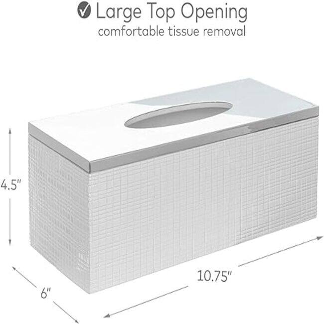 Creative Scents Estella White Rectangular Tissue Box Cover