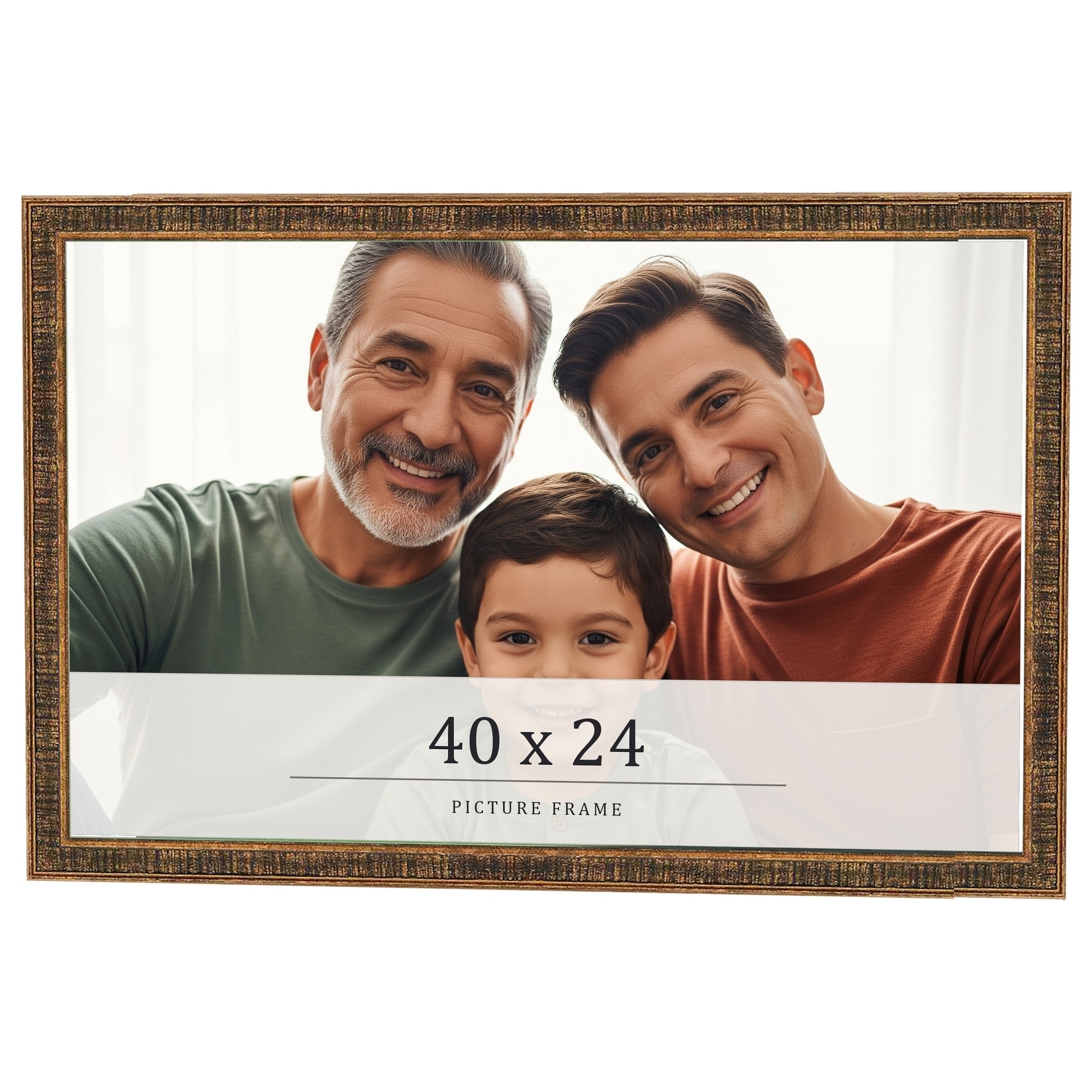 40x24 Frame Black Real Wood Picture Frame Kingsley Gold Distressed Photo Frame with UV Acrylic Foam Board Backing &