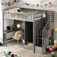 preview thumbnail 1 of 52, Twin Size Loft Bed With Bookshelf,Drawers,Desk And Wardrobe for Home Grey