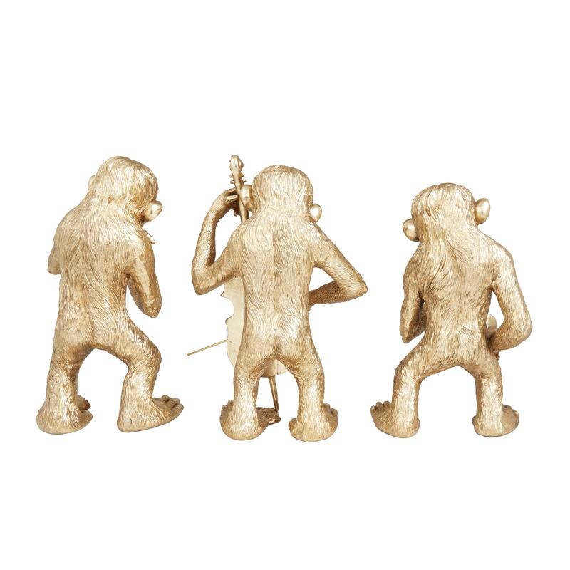 Gold Polystone Contemporary Sculptures (Set of 3) - S/3 12", 12", 11"H