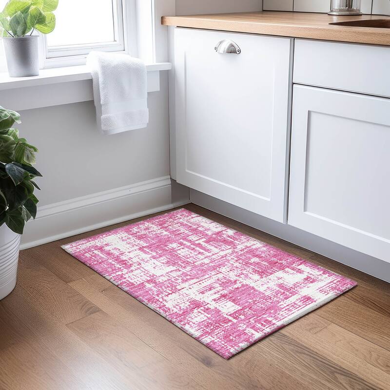 Machine Washable Indoor/ Outdoor Chantille Abstract Solid Rug