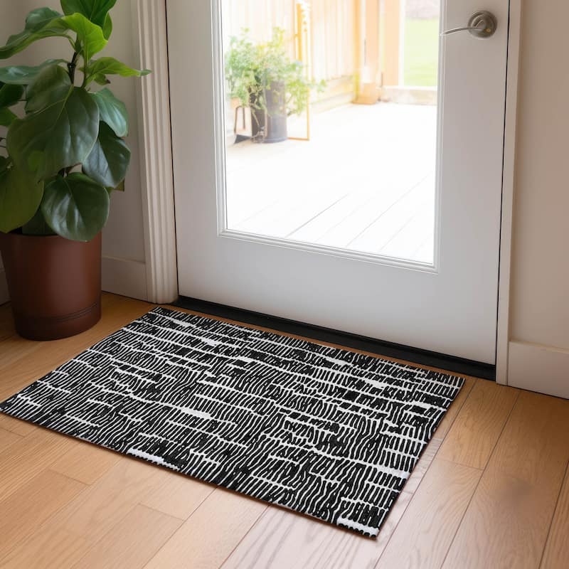 Machine Washable Indoor/ Outdoor Chantille Modern Abstract Rug
