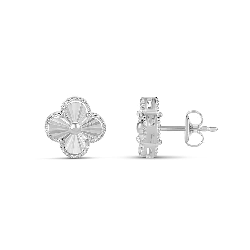 SHYMI Mini Fluted Clover Earrings - Silver