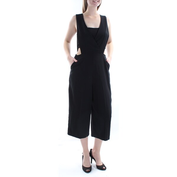 women's black capri jumpsuit