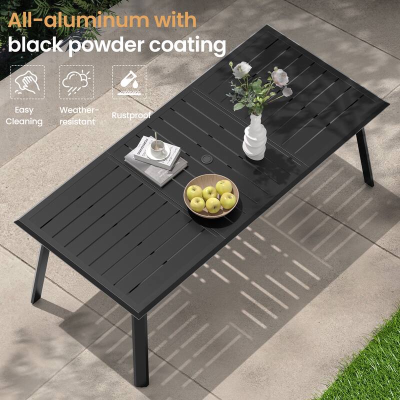 VredHom Outdoor Aluminum Dining Table with Umbrella Hole