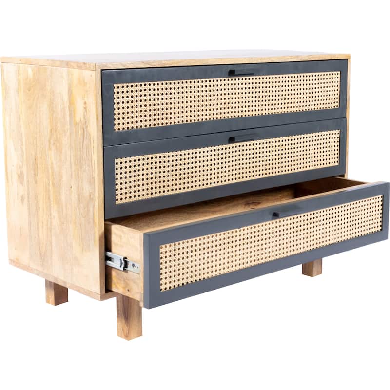 Aurelle Home Ashlyn Mid-Century Natural Mango Wood 3-Drawer Chest