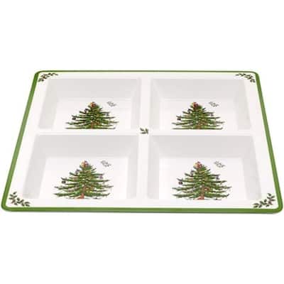 Spode Christmas Tree Melamine 4 Section Tray - 13.5" L x 13.5" W