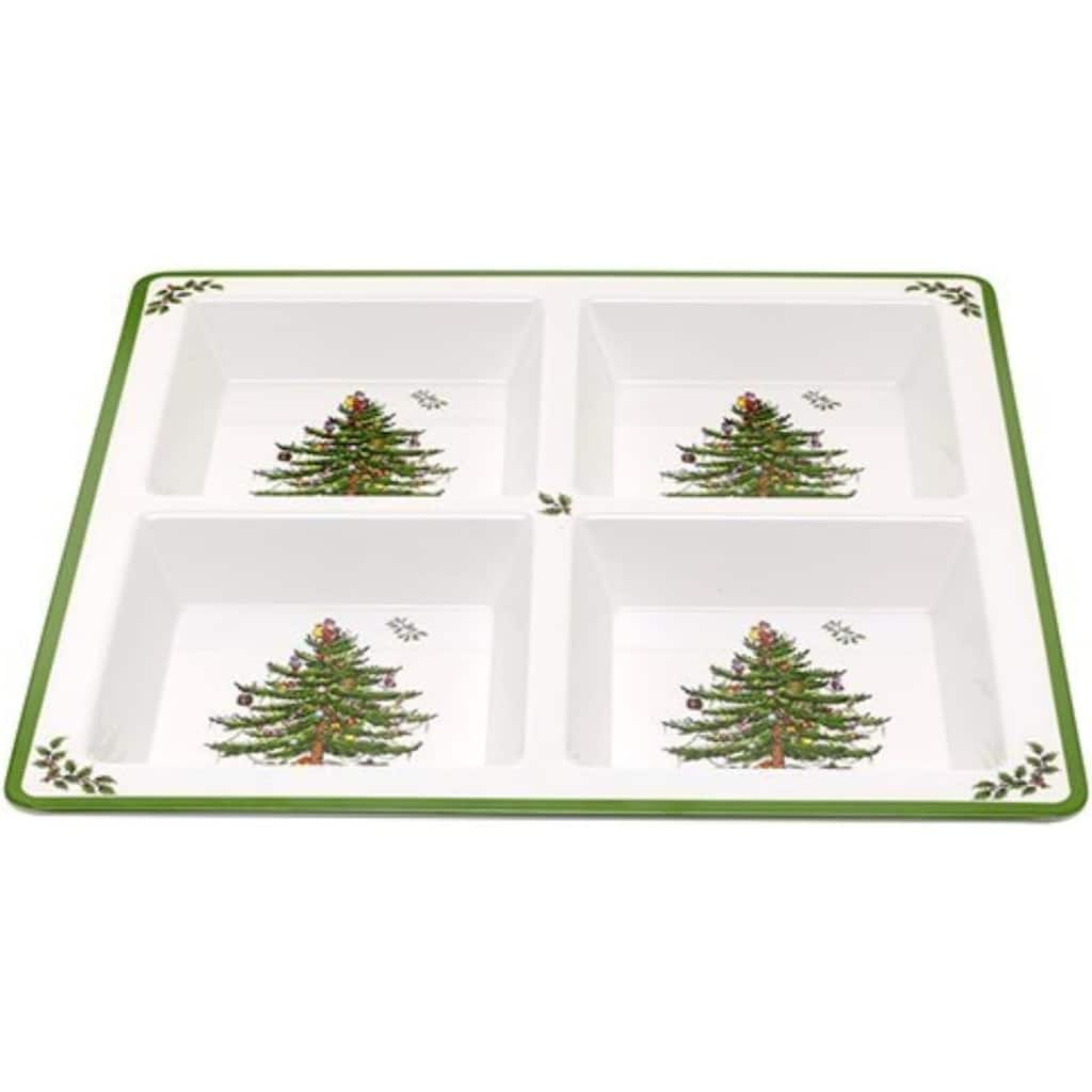 Spode Christmas Tree Melamine 4 Section Tray - 13.5" L x 13.5" W