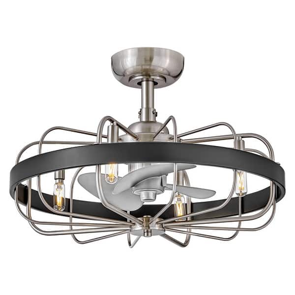 slide 2 of 4, Hinkley Lighting 905022F-LIA Eli 22" Wide 3 Blade 4 Light Smart Brushed Nickel / Weathered Wood