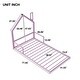 preview thumbnail 4 of 7, Pink Twin Size Metal Floor Bed with House-shaped Headboard and Fence for Boys and Girls