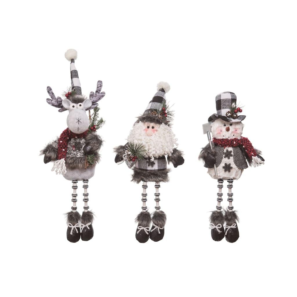 Transpac Santa/Snowman/Moose Shelf Sitter Set of 3 Christmas Home Decorations
