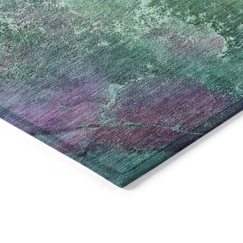 Machine Washable Indoor/ Outdoor Abstract Watercolor Chantille Rug