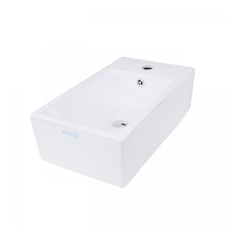 Wall Mount Cabinet Sink Dandi 17.75" White Porcelain Sink with Faucet, Drain with Overflow and Towel Bar Renovators Supply - N/A