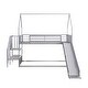 preview thumbnail 7 of 10, Twin Size Metal Bunk Bed House Bed with Slide and Staircase, Silver
