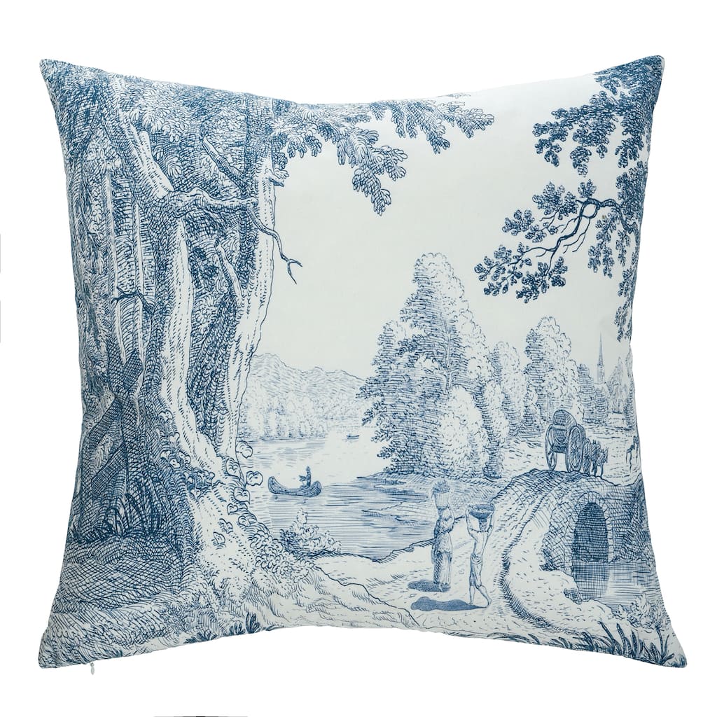 Dann Foley - Square Linen Cushion - Toile de Jouy Upholstery