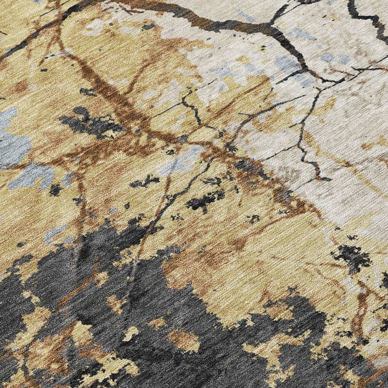 Machine Washable Indoor/ Outdoor Modern Crackle Chantille Rug