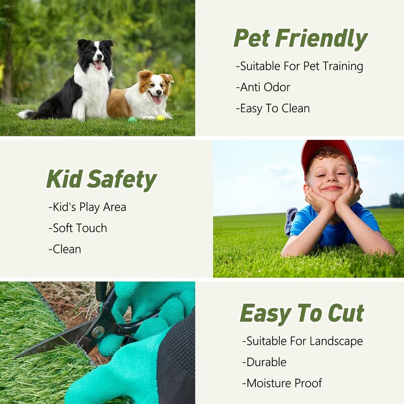 Anmytek Premium Artificial Grass Turf with Realistic Texture, UV Resistant, Multi Layer Drainage Backing - 3'6"