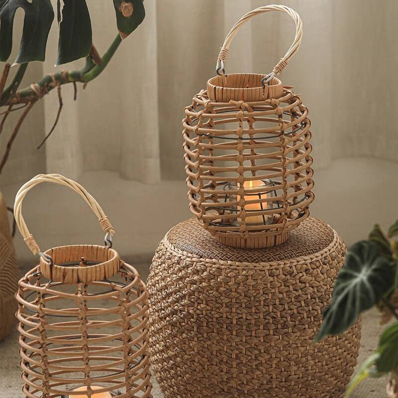 RusticReach Decorative Bamboo Woven Lantern Holder