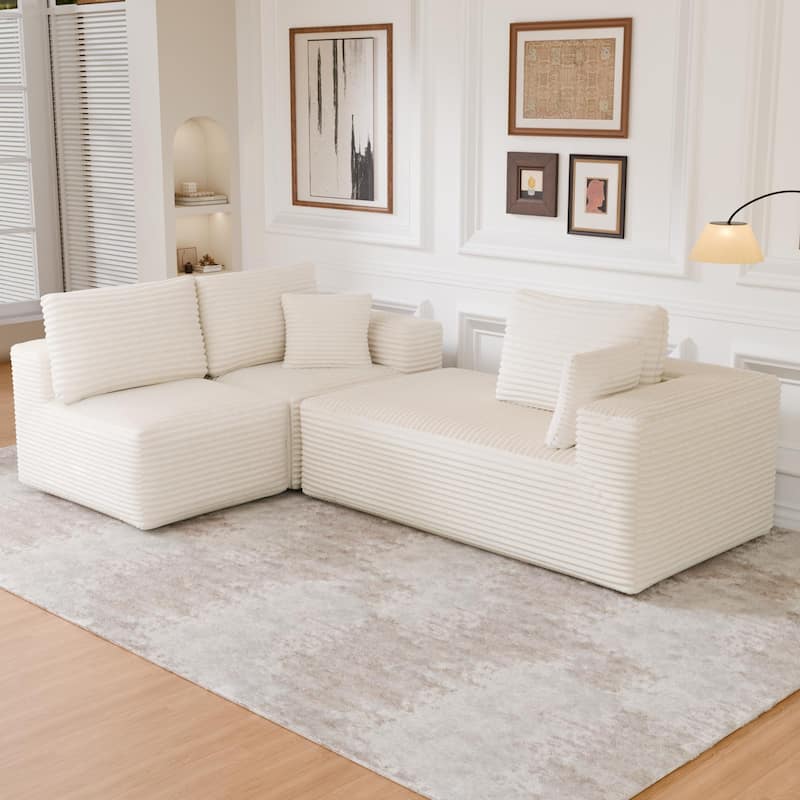 104" Modular Sectional Sofa with L-Shape Chaise Modern Upholstered Cloud Couches with Throw Pillows - 104 in.W x 23.6 in.H