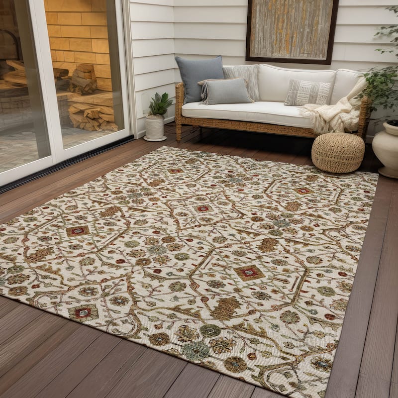 Machine Washable Indoor/ Outdoor Traditional Persian Chantille Rug
