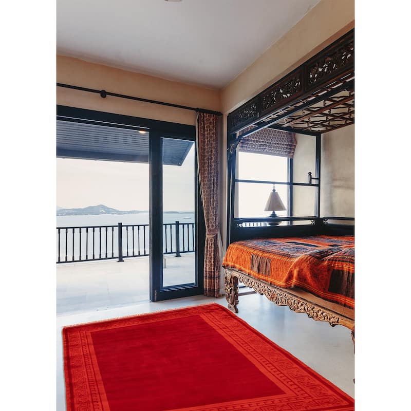 ECARPETGALLERY Hand-knotted Color Transition Dark Red Wool Rug - 5'10 x 7'11