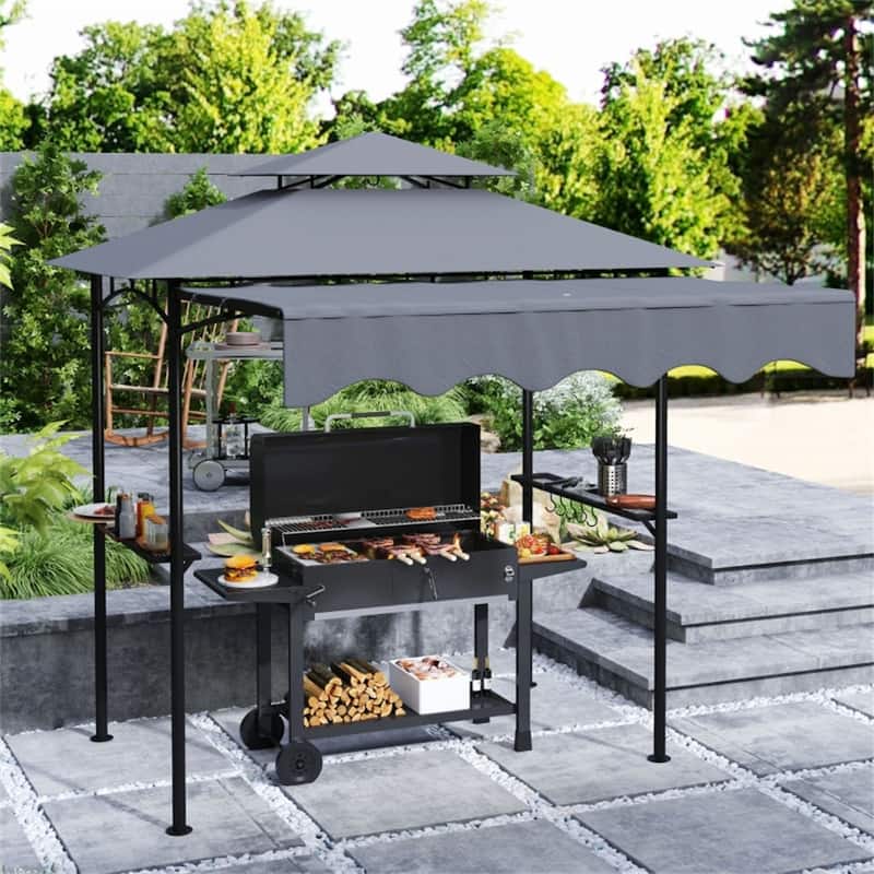 Premium Outdoor Grill Gazebo with Adjustable Awning Powder-Coated Steel Frame and PA-Coated Polyester Canopy