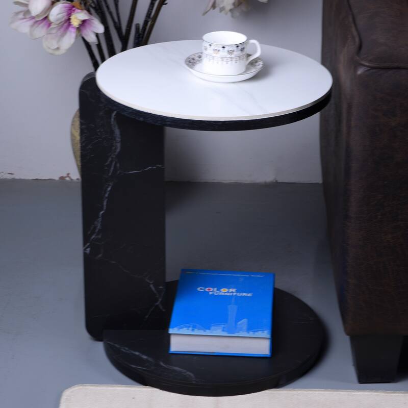 Modern Coffee Table with End Table Set, Durable Walnut Veneered MDF Center Table, Side Table for Living Room