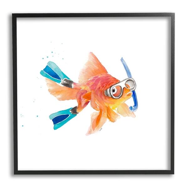 Stupell Industries Goldfish Pet Blue Snorkel Gear Funny ...