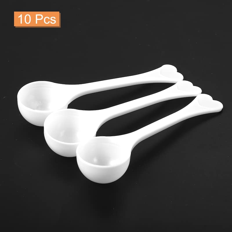 10Pcs Plastic Measuring Spoons Powder Scoops Spoon Kitchen Spoons,3g White