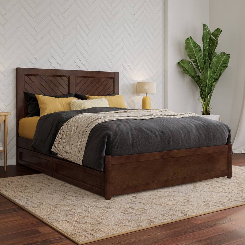 Clayton Platform Bed with Panel Footboard and Storage Drawers