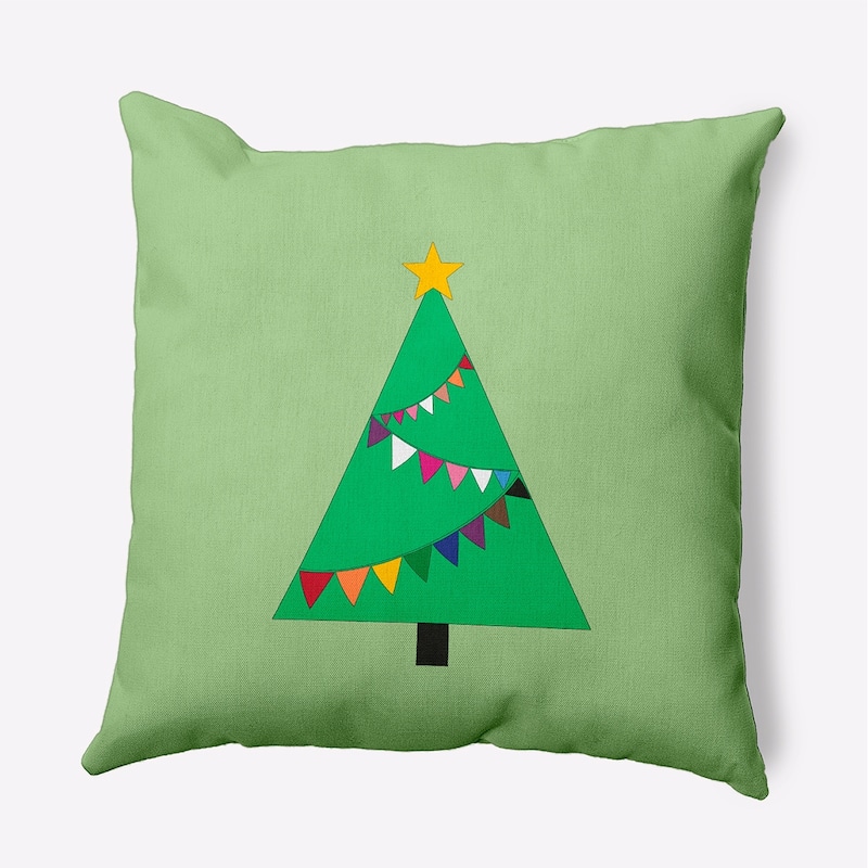 Pride Garland Christmas Tree Indoor/Outdoor Throw Pillow - 16" x 16" - Light Green