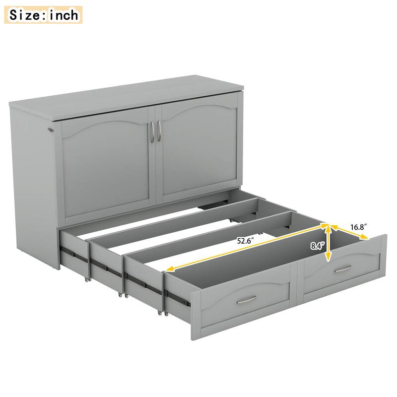 Queen Size Murphy Bed Wall Bed with drawer and a set of Sockets & USB Ports