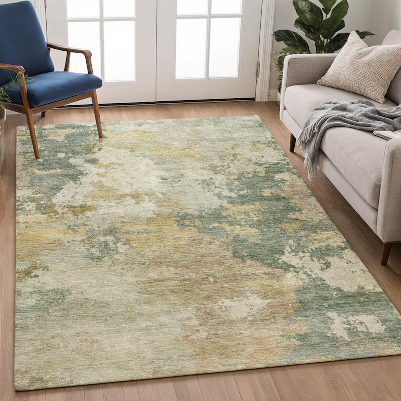 Machine Washable Indoor/ Outdoor Modern Contemporary Chantille Rug