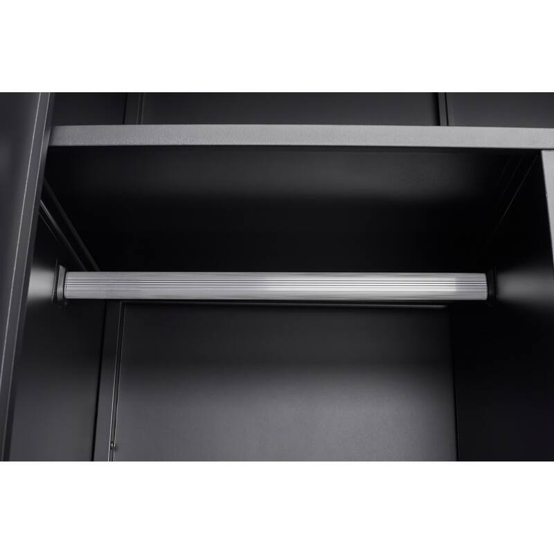 35.4" Modern Metal Armoire with Adjustable Shelves, Hanging Rod and Lock for Bedroom