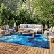 preview thumbnail 1 of 11, Nourison Color Splash Indoor/Outdoor Blue Abstract Area Rug Blue/Ivory - 7'10" x 9'10"