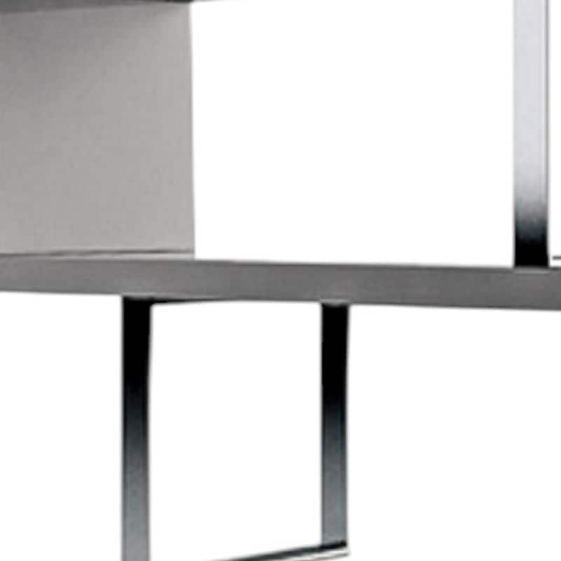 HomeRoots 67" Gray And Silver Metal and Wood Three Tier Etagere Bookcase