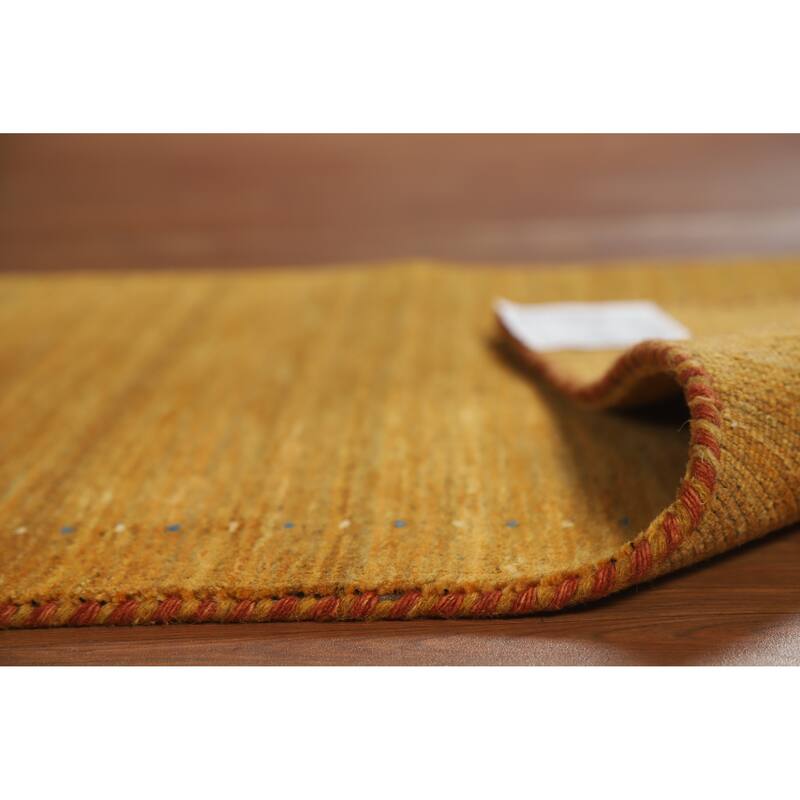 Little Animals Yellow Gabbeh Indian Rug Handmade Wool Carpet - 2'10" x 4'10"