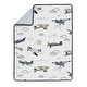 preview thumbnail 3 of 4, Sweet Jojo Designs Vintage Airplane Boy 4pc Nursery Crib Bedding Set Green Blue Yellow Airplanes Plane Transportation Clouds Sun