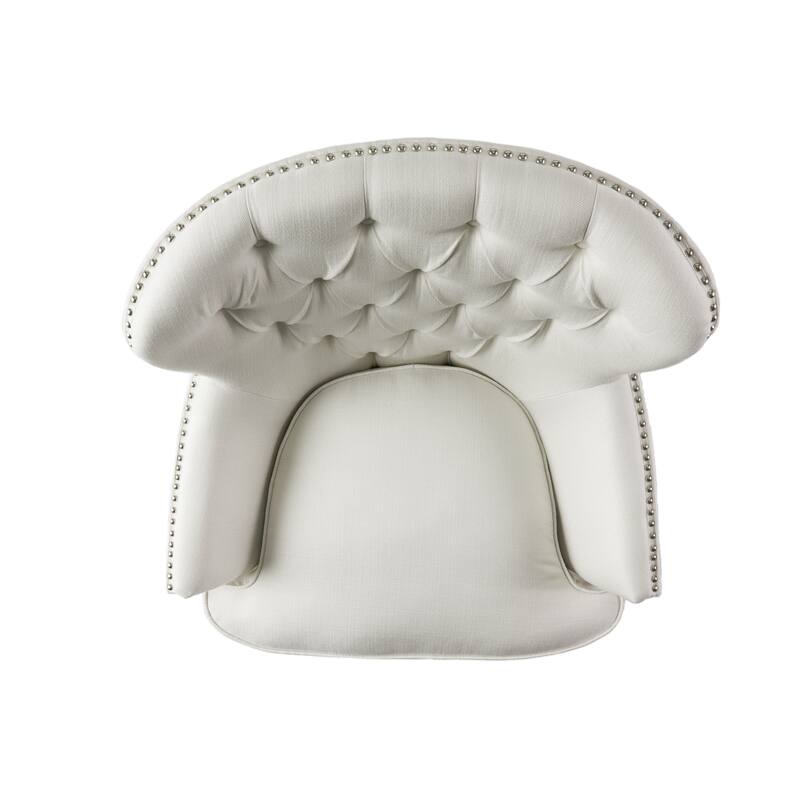 Mid-Century Accent Chair, Upholstered Armchair with Nailhead Trim and Solid Wood Legs, Tufted Lounge Reading Chair Single Sofa