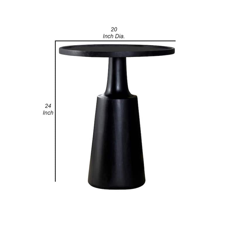 20 in. Black Round Wood End Table, Sturdy Build End Side Table for Living Rooms