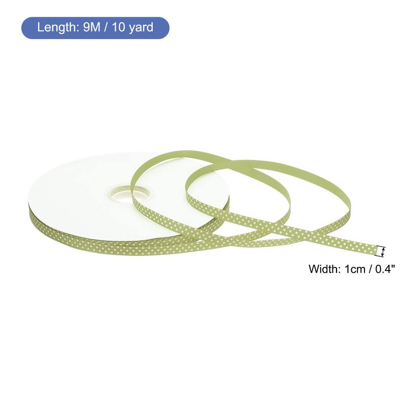 Grosgrain Ribbons with Dots Ribbon Bow Decoration - Pale Green - 100 Yards 3/8 Inch