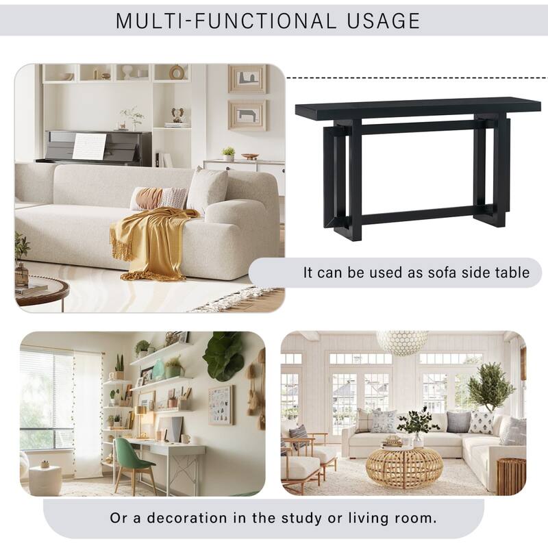 Modern Entryway Console Table with Industrial-inspired Concrete Wood Top, Hallway Foyer Sofa Long Table Entryway Table