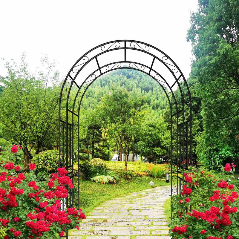 Metal Garden Arch L59'' x W17.71'' x H90.55'' Climbing Plants Support Rose Arch Outdoor