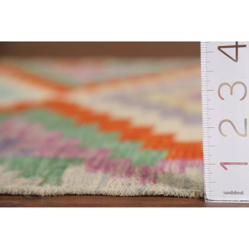 Oriental Reversible Kilim Accent Rug Hand-Woven Wool Carpet - 3'3"x 4'10"