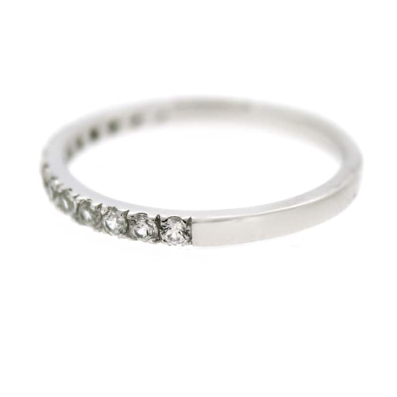 925 Sterling Silver White Natural Zircon Half Eternity Ring