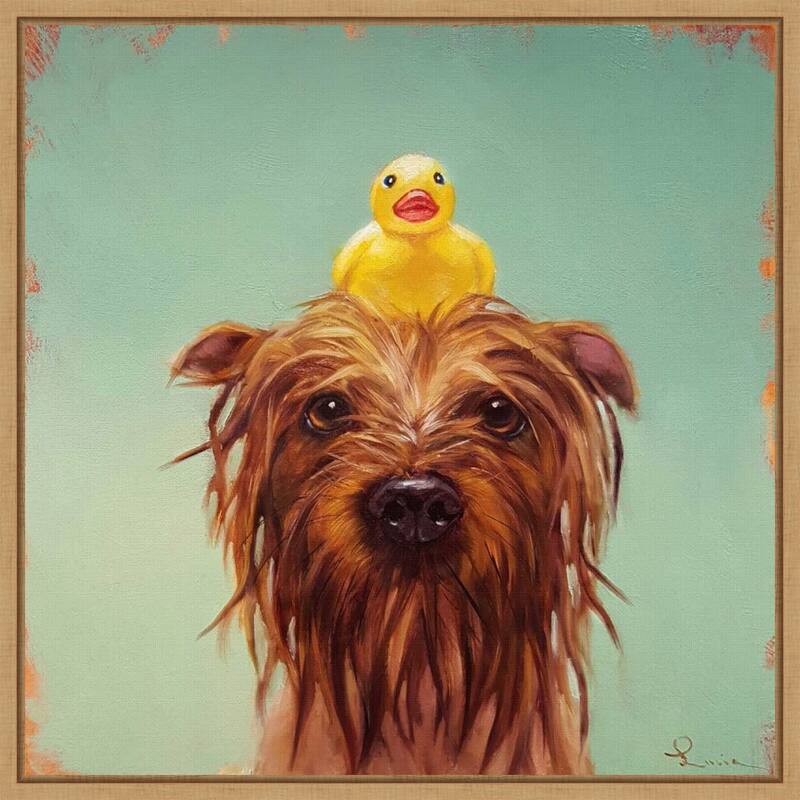 Bath Time (Dog and Duck) by Lucia Heffernan Framed Canvas Art