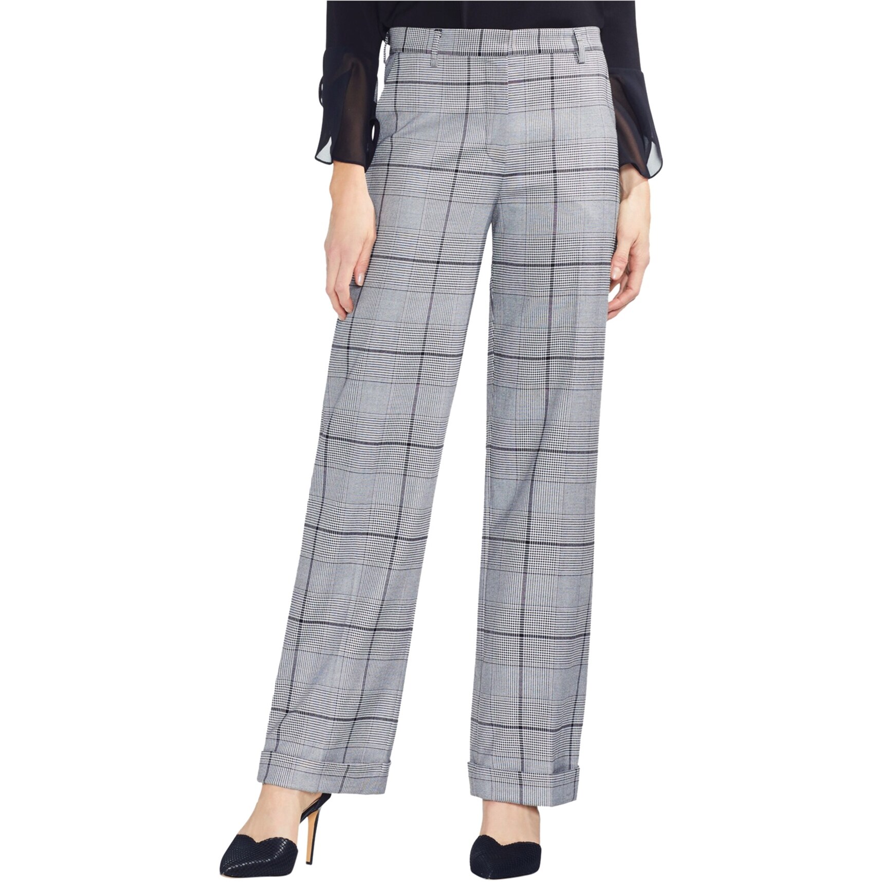 women's grey plaid dress pants