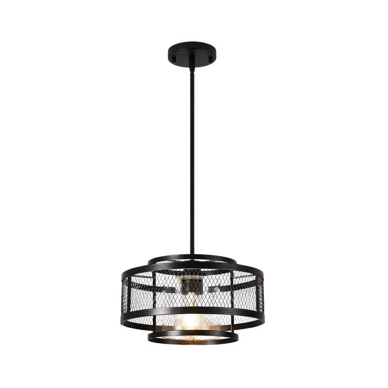 13” Light fixture matte black light kitchen glass, metal pendant light