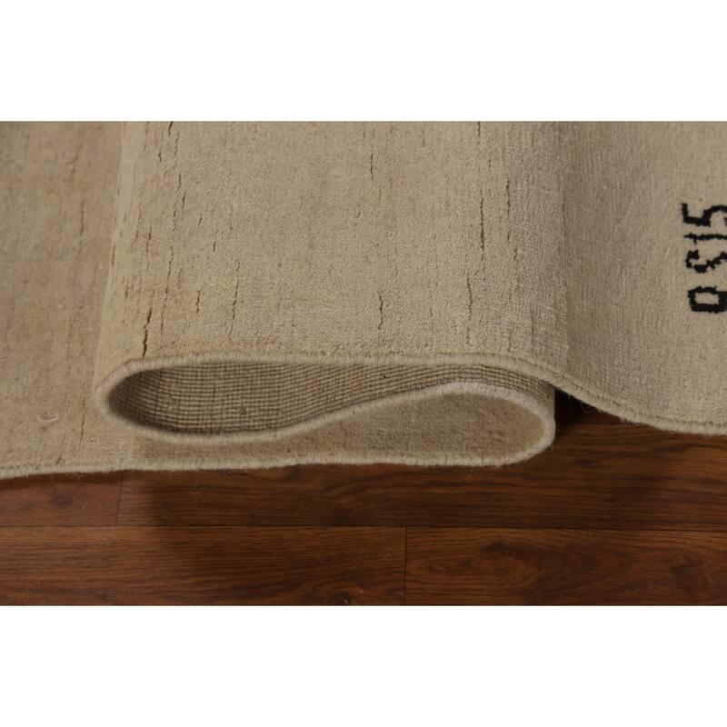 Gabbeh Modern Oriental Rug Handmade Beige Wool Carpet - 4'8"x 6'3"